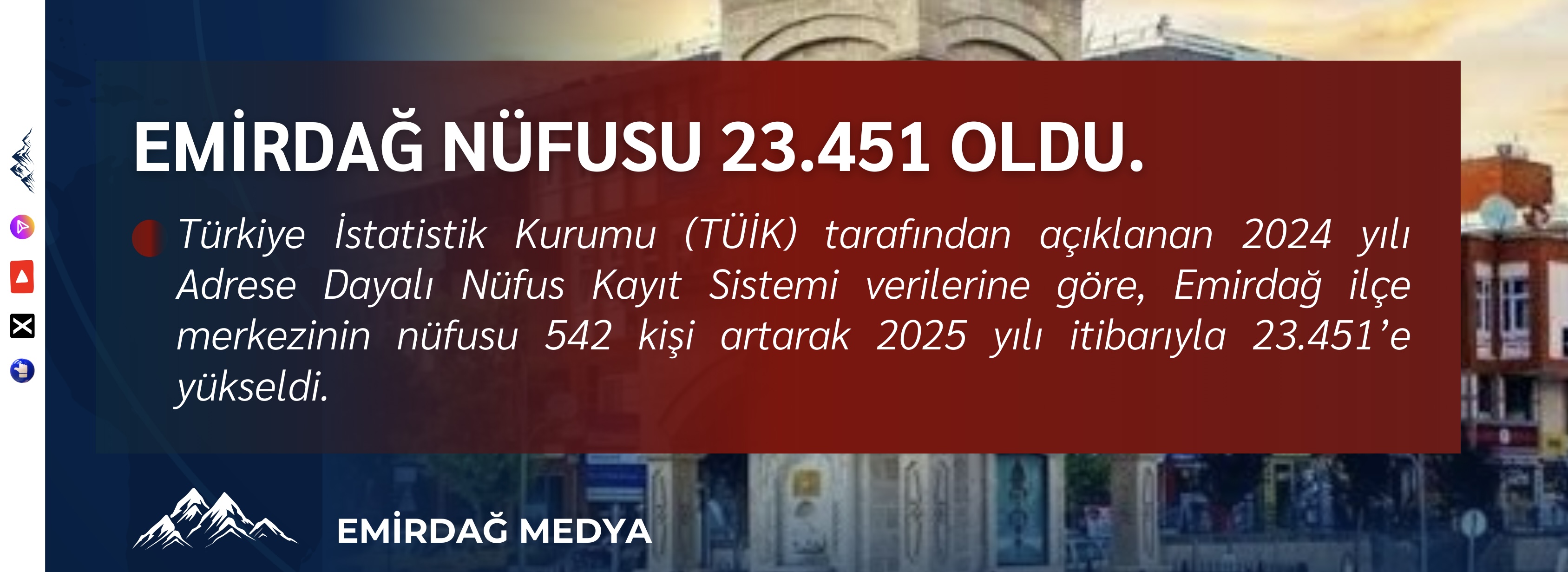Emirdağ’ın Nüfusu 23.451’e Ulaştı
